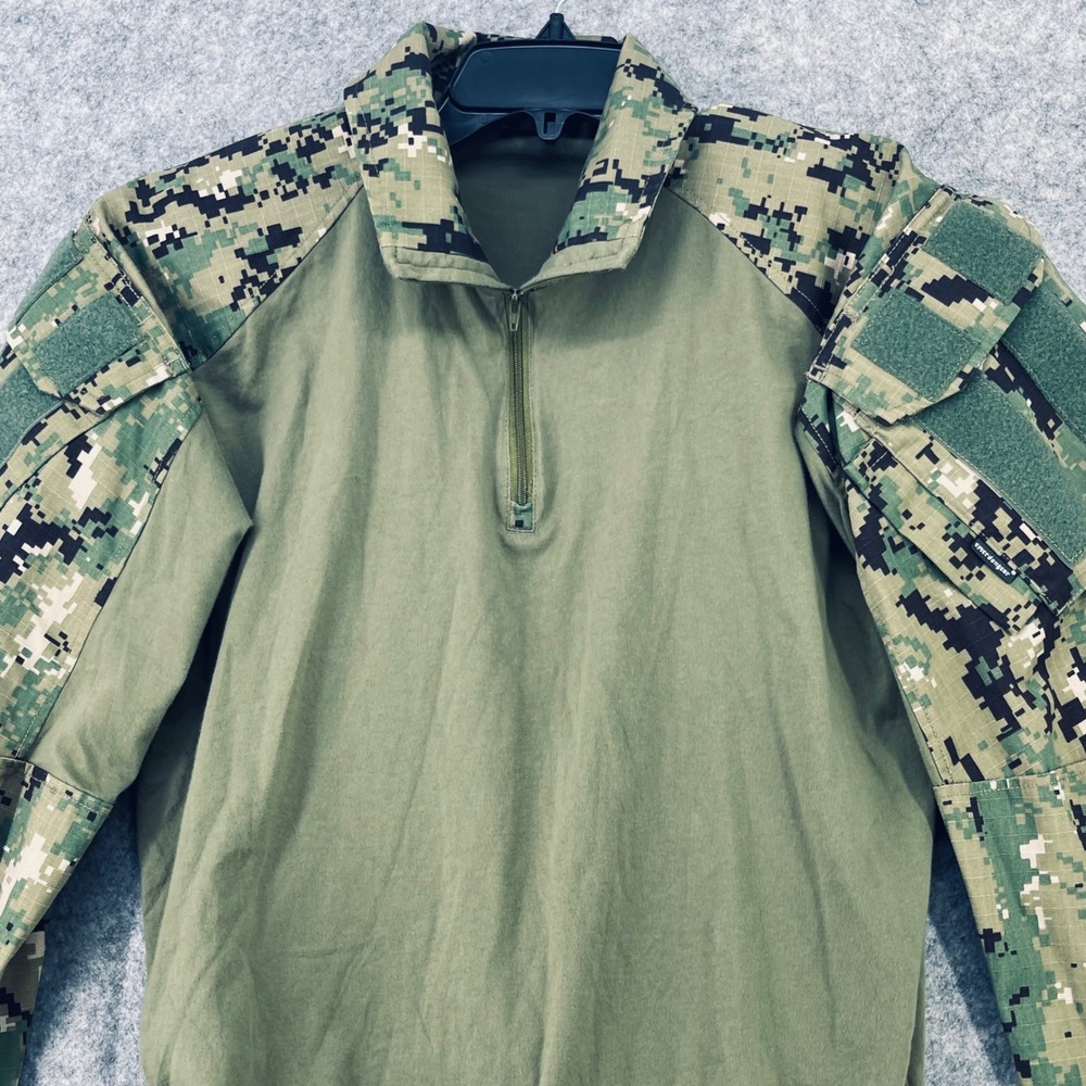 Emersongear Tactical Combat Shirt Men Medium Green Woodland Digital Camo 1/4 Zip